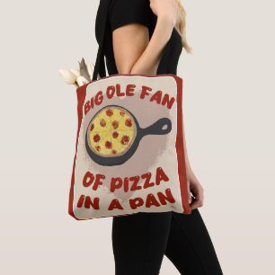 Grote Pan Pizza Fan Grappige Maaltijd Slogan Draagtas