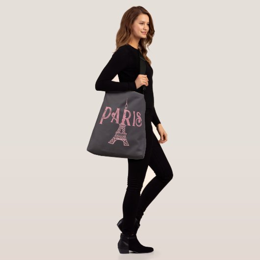 Grote Parijse Canvas tas Eiffeltoren (Op model)