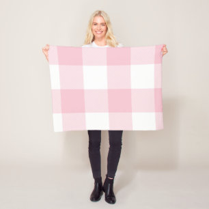 Grote Pastel Roze en Witte Gingham Pset Fleece Deken