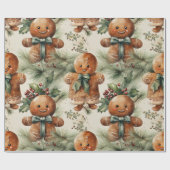 Grote peperkoek Man & Evergreen Wrapping Paper Cadeaupapier (Vlak)