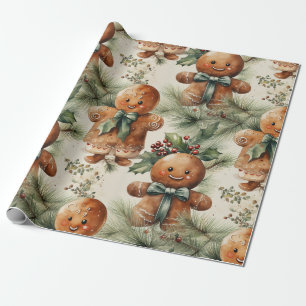Grote peperkoek Man & Evergreen Wrapping Paper Cadeaupapier