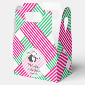 Grote Pet Derby Lady Hot Roze Groene Strepen Gable Bedankdoosjes (Geopend)