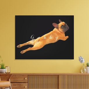 Grote Pet Waterverf Afbeelding en Naam Canvas Afdruk