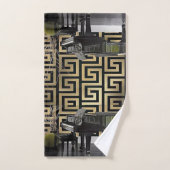 Grote Piano met Gouden Griekse Key Border Designer Bad Handdoek (Handdoek)