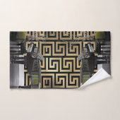 Grote Piano met Gouden Griekse Key Border Designer Bad Handdoek (Handdoek)