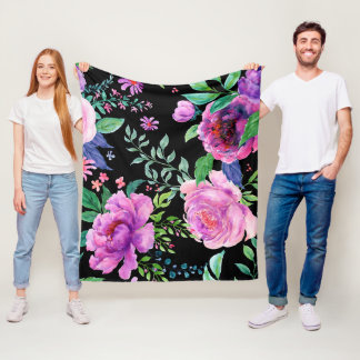 Grote Pioenroos Fleece Deken