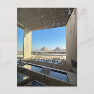 Grote piramide gezien vanuit het Grand Egyptian mu Briefkaart