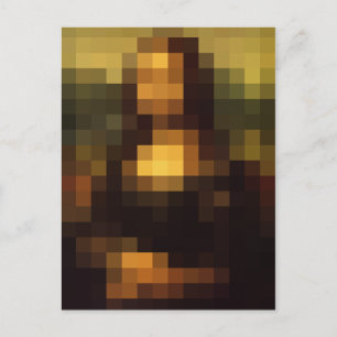 Grote Pixelated Mona Lisa Digitale Kunst Briefkaart