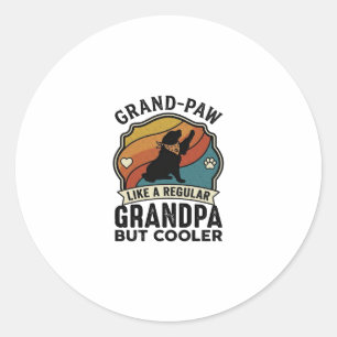 Grote Poes Opa Hond Retro Zonsondergang Bandana_1 Ronde Sticker