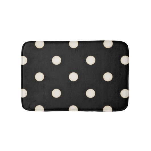 Grote Polka Dots Antiek Wit en Zwart Badmat (Voorkant)