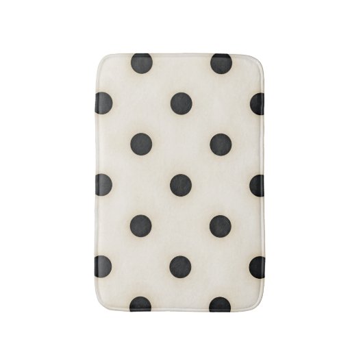 Grote Polka Dots Zwart en Antiek Wit Badmat (Voorkant Verticaal)