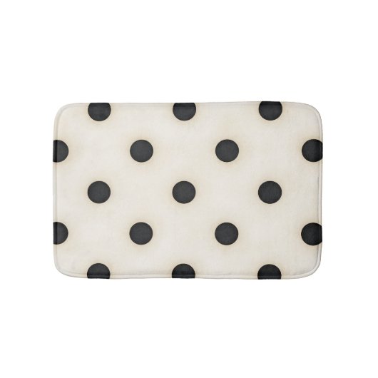 Grote Polka Dots Zwart en Antiek Wit Badmat (Voorkant)