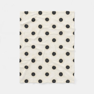 Grote Polka Dots Zwart en Antiek Wit Fleece Deken