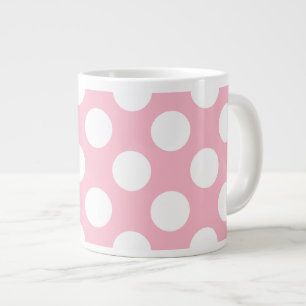 grote polka stippen wit pastel roze patroon extra grote beker
