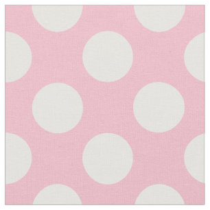  grote polka stippen wit pastel roze patroon stof