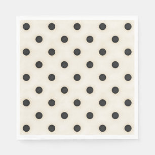Grote polka stippen zwart en antiek wit servet