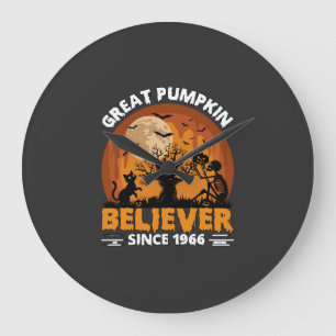 Grote Pompoen Gelovige Sinds Halloween Skelet Ca Klok