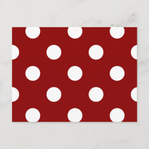 Grote pooldots - Wit op donkerrood Briefkaart