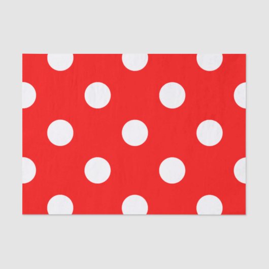 Grote pooldots - wit op rood tissuepapier (Voorkant)