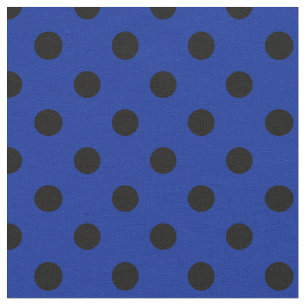 Grote pooldots - Zwart op keiwit blauw Stof