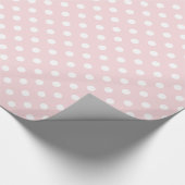 Grote Poolse stippen - Wit op Bleek roze Cadeaupapier (Hoek)