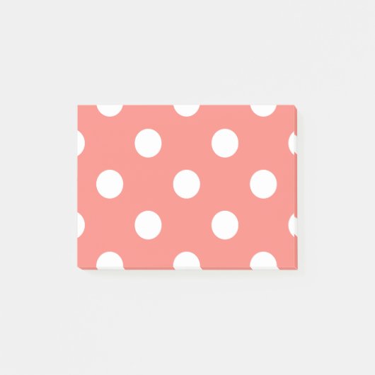 Grote Poolse stippen - wit op koraalroze Post-it® Notes (Voorkant)