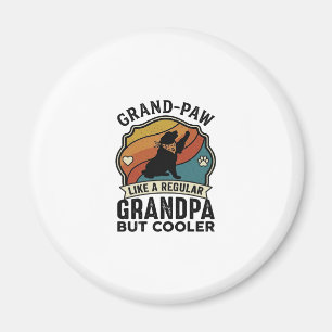 Grote Poot Opa Hond Retro Zonsondergang Bandana_1 Magneet