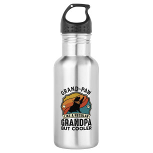 Grote Poot Opa Hond Retro Zonsondergang Bandana_1 Waterfles