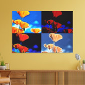 Grote Poppies Quadtych Art Wrapped Canvas (Insitu (Woonkamer))