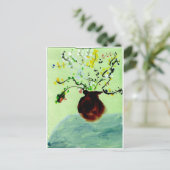 Grote pot met bloeiend plant briefkaart (Staand voorkant)