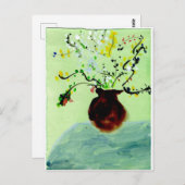 Grote pot met bloeiend plant briefkaart (Voorkant / Achterkant)