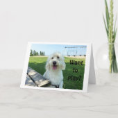 GROTE PRATENDE HOND ZEGT WIL SPELEN? VERJAARDAG KA KAART (Voorkant)