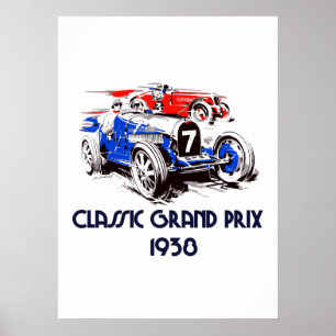 Grote Prijs van auto's met rolstijl Poster