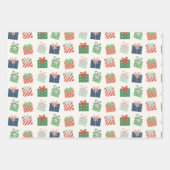 Grote Print Kerstman Elfen Patroon Kerstmis Inpakpapier Vel (Voorkant 3)