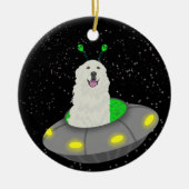 Grote Pyreneeën Alien UFO Keramisch Ornament (Voorkant)
