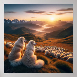 Grote Pyreneeën Begin van de dag Poster