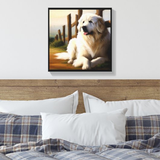 Grote Pyreneeën Dog Canvas Afdruk (Insitu (Slaapkamer))