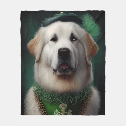 Grote Pyreneeën Dog in St. Patrick's Day Dress Fleece Deken (Voorkant)
