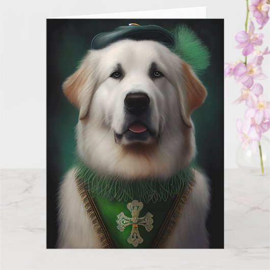 Grote Pyreneeën Dog in St. Patrick's Day Dress Kaart (Orchidee)