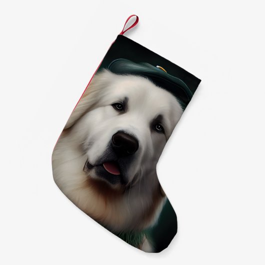 Grote Pyreneeën Dog in St. Patrick's Day Dress Kleine Kerstsok (Voorkant (Hangend))
