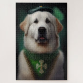 Grote Pyreneeën Dog in St. Patrick's Day Dress Legpuzzel (Verticaal)