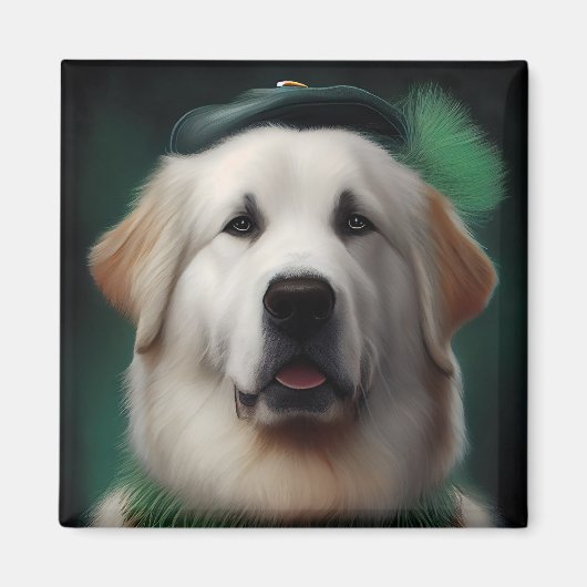 Grote Pyreneeën Dog in St. Patrick's Day Dress Magneet (Voorkant)