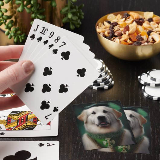 Grote Pyreneeën Dog in St. Patrick's Day Dress Pokerkaarten (Insitu)