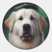 Grote Pyreneeën Dog in St. Patrick's Day Dress Ronde Sticker (Voorkant)