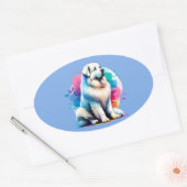 Grote Pyreneeën Dog Ovale Sticker (Envelop)