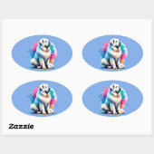 Grote Pyreneeën Dog Ovale Sticker (Vel)