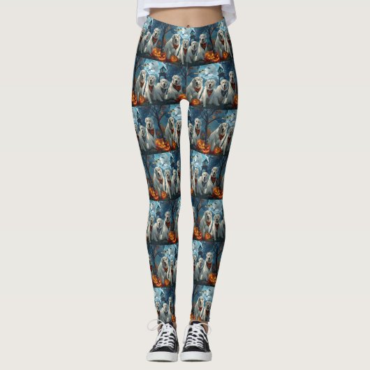 Grote Pyreneeën Halloween Spooky Leggings (Voorkant)