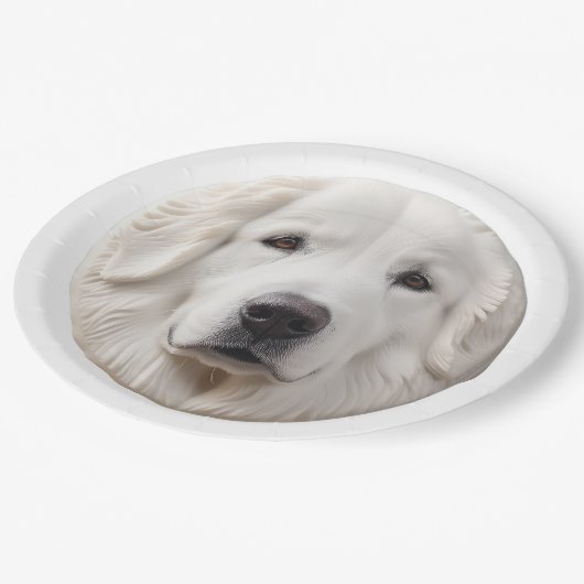 Grote Pyreneeën hond 3D geïnspireerd Papieren Bordje (Gekanteld)