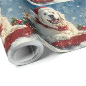 Grote Pyreneeën Hond in Sledge Laat het Sneeuw Ker Cadeaupapier (Rol Hoek)