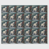 Grote Pyreneeën Hond in Sneeuw Kerstmis Cadeaupapier (Vlak)